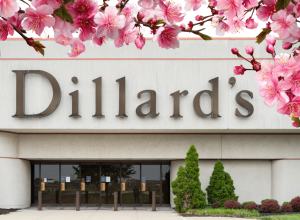 Dillard's store with a cherry blossom background