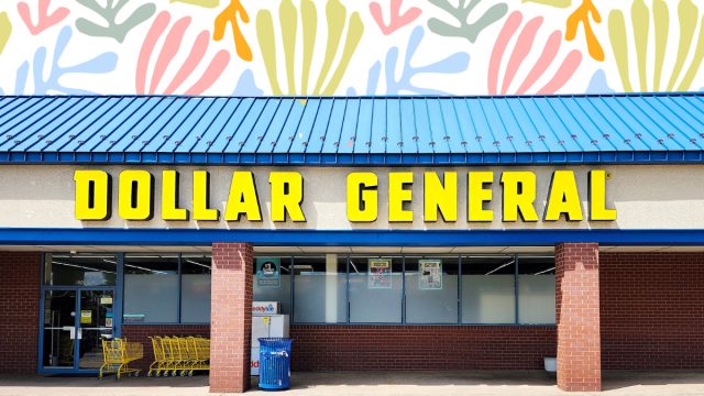 Dollar General store with a pastel plant background
