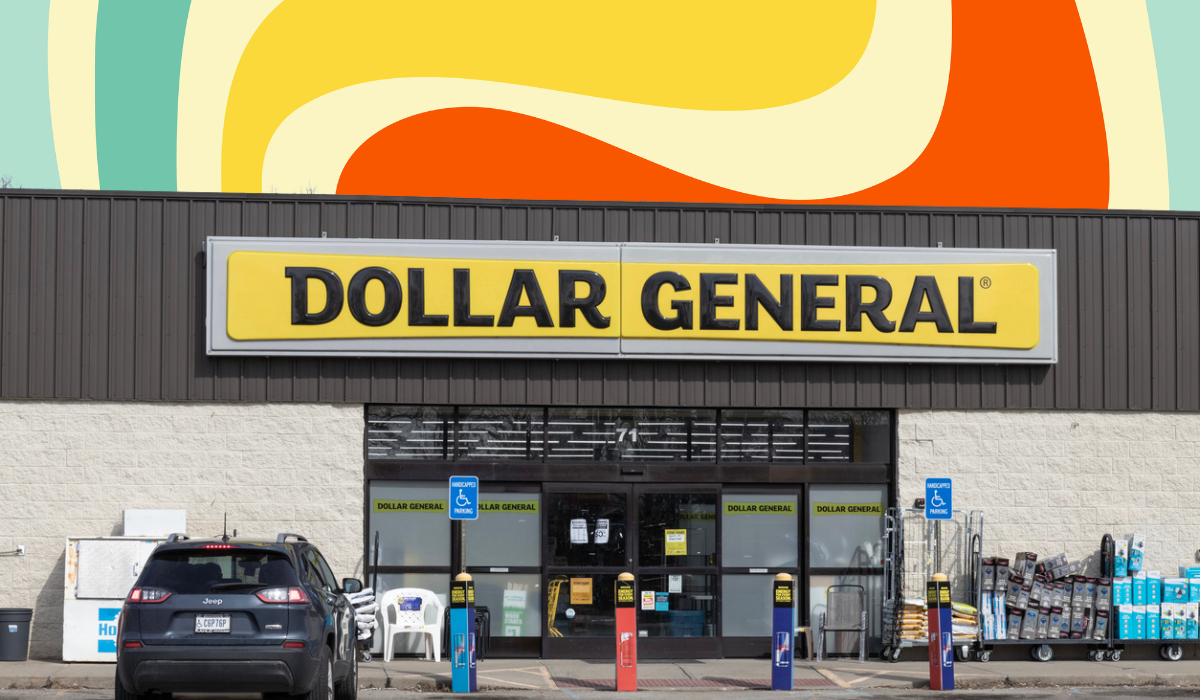 Dollar General store with a swirl background