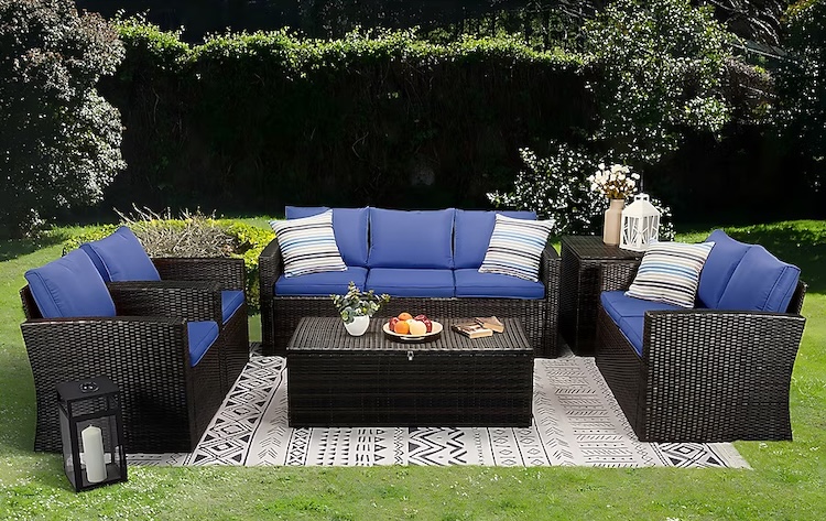 EDYO LIVING Best Home Choice 6 -Piece Wicker Patio Sofa Conversation Set