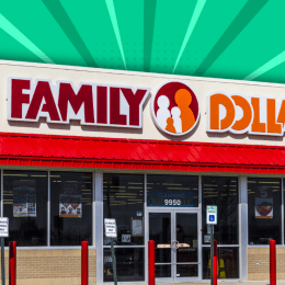 Family Dollar store with a teal green background