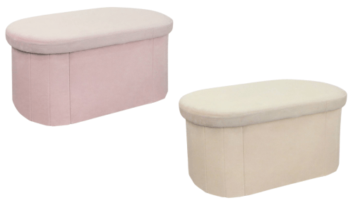 light pink or beige storage ottoman