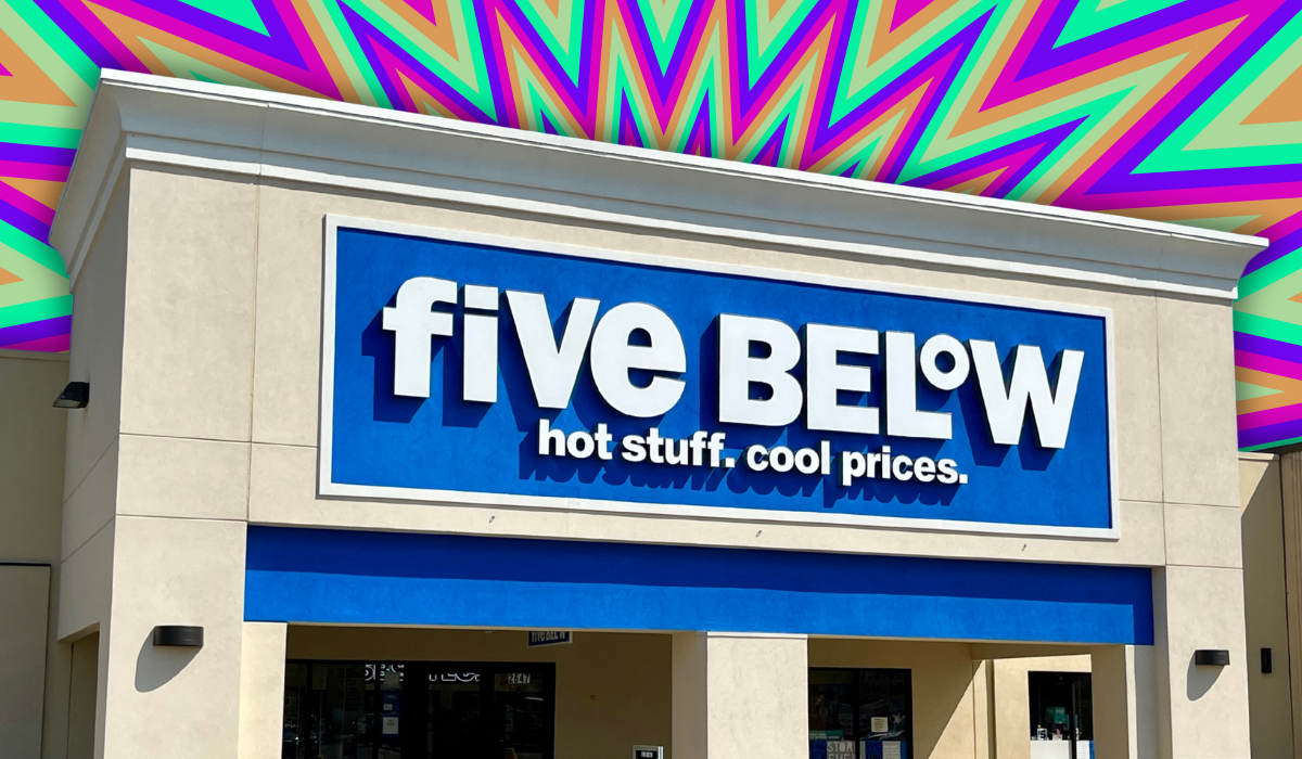 Five Below store with a bright colorful background
