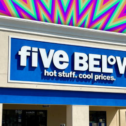 Five Below store with a bright colorful background