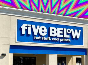 Five Below store with a bright colorful background