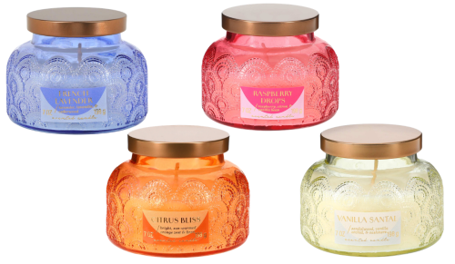 colorful bell jar candles