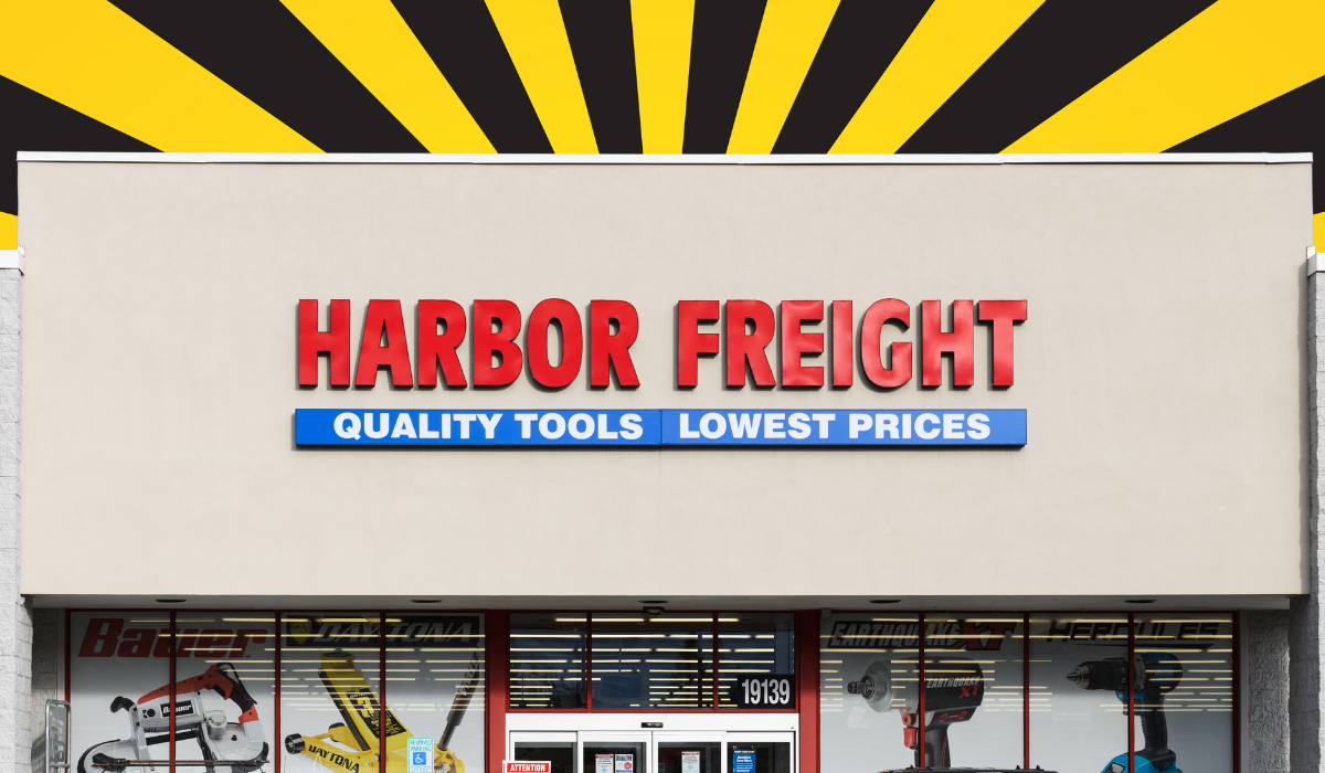 Harbor Freight store with a yellow and black background