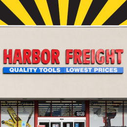 Harbor Freight store with a yellow and black background