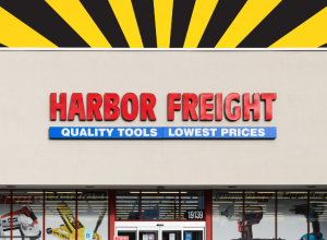 Harbor Freight store with a yellow and black background