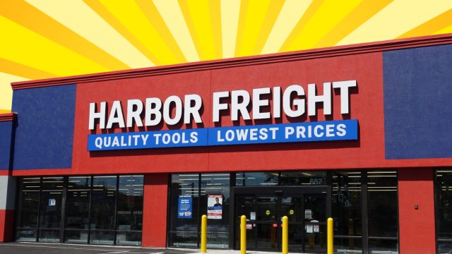 Harbor Freight store with a yellow background
