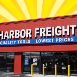 Harbor Freight store with a yellow background
