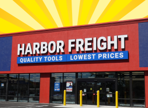 Harbor Freight store with a yellow background