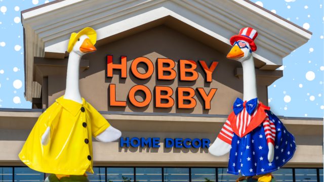 Hobby Lobby store with porch geese