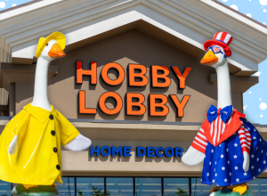 Hobby Lobby store with porch geese