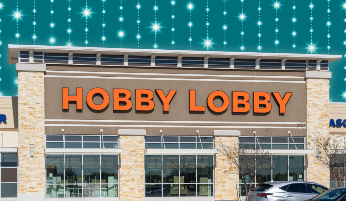 Hobby Lobby store with a teal background