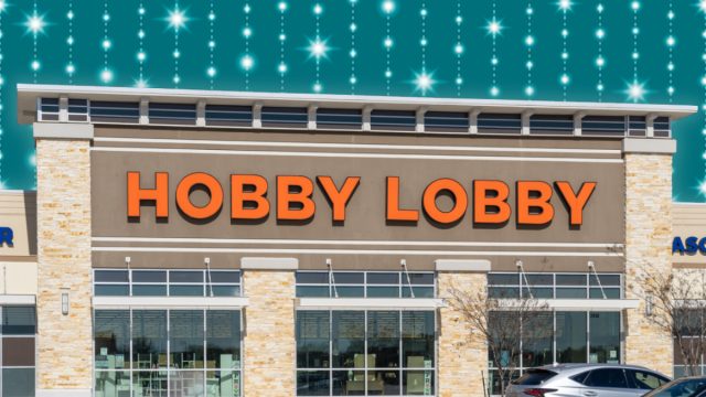 Hobby Lobby store with a teal background