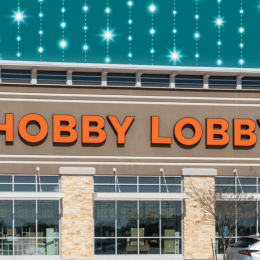 Hobby Lobby store with a teal background