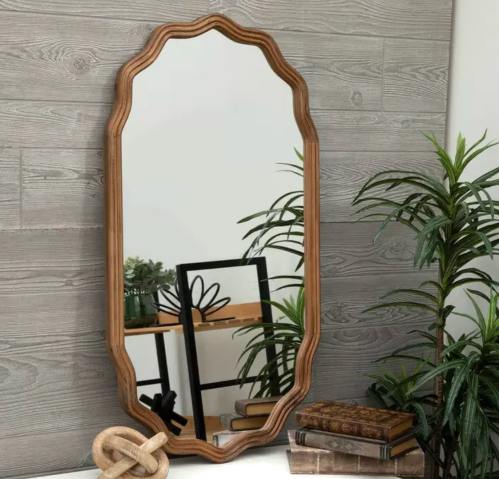 wavy wood mirror
