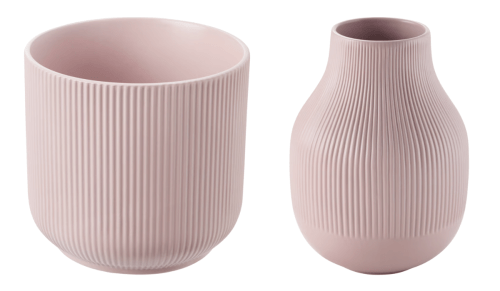 pink planter and vase