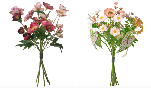 faux pink and red flowers