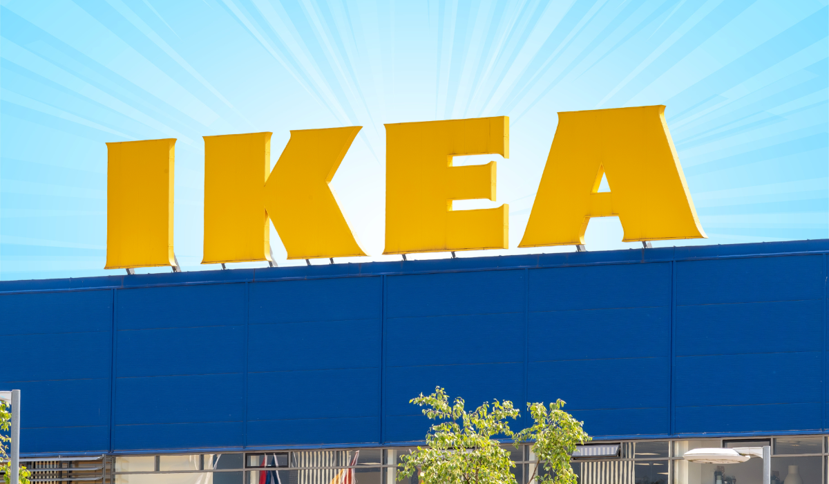 ikea store with a light blue background