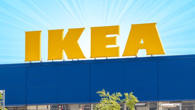 ikea store with a light blue background