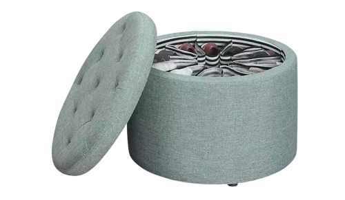 teal shoe storage ottoman