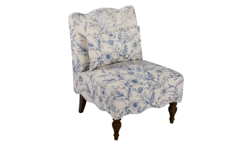 blue and white accent chair