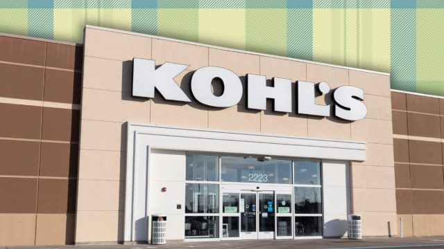 Kohl's store with a light green and blue plaid background