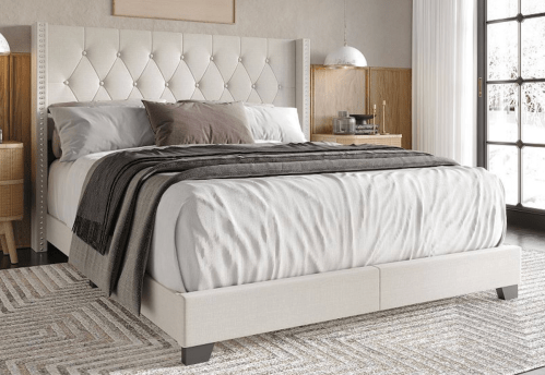 Upholstered Wingback Bed
