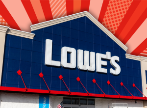 Lowe's store with a red background