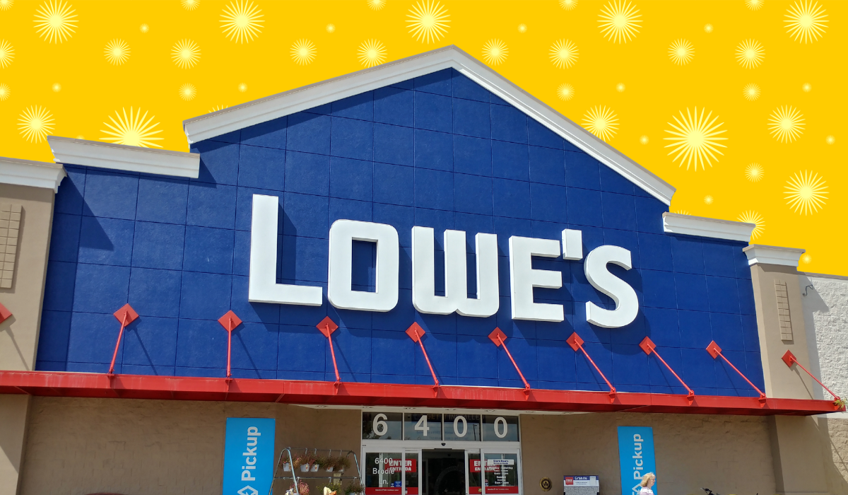 Lowe's store with a yellow sun background