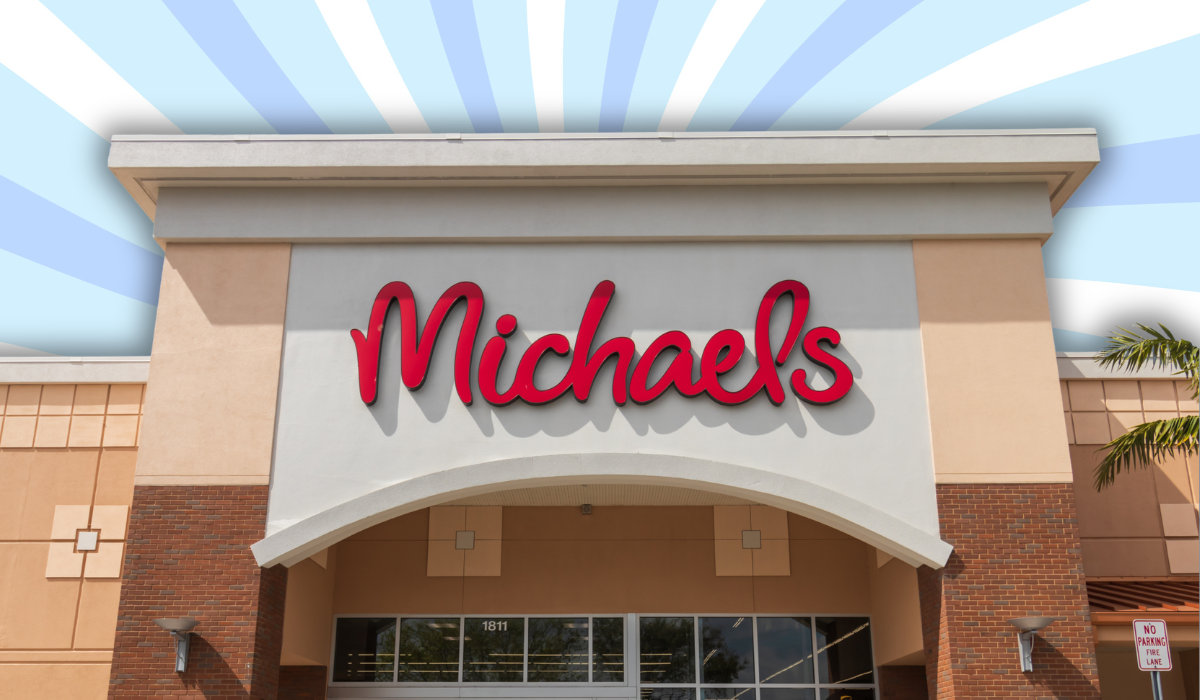 Michaels store with a light blue background