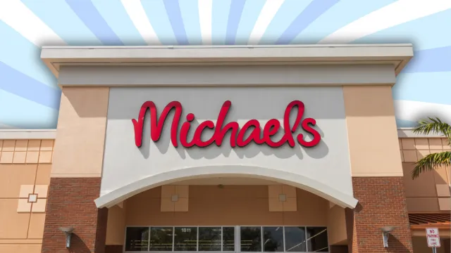 Michaels store with a light blue background