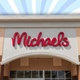Michaels store with a light blue background