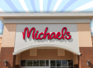 Michaels store with a light blue background