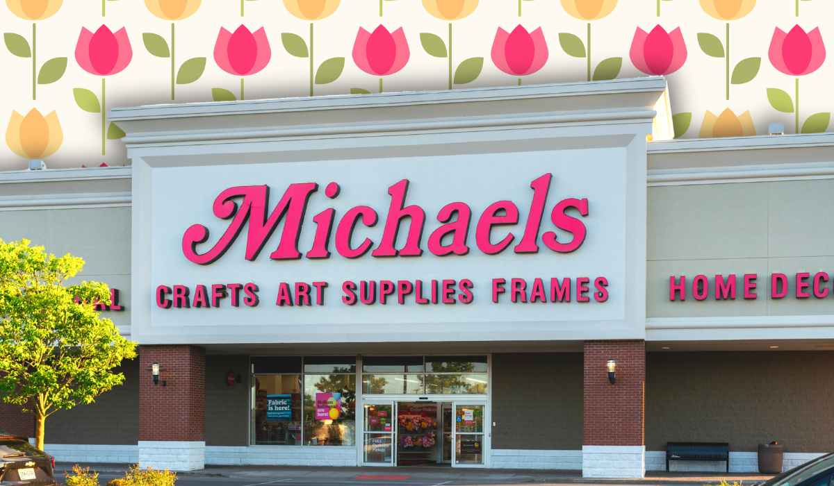 Michael's store with a tulip background