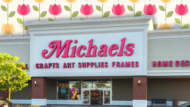Michael's store with a tulip background