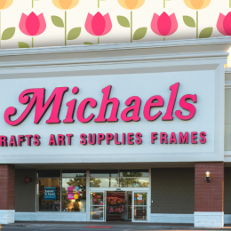 Michael's store with a tulip background