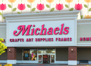 Michael's store with a tulip background