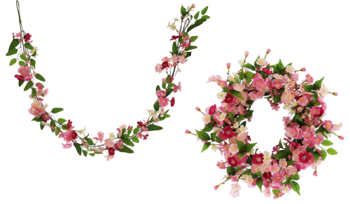 cherry blossom garland and wreath