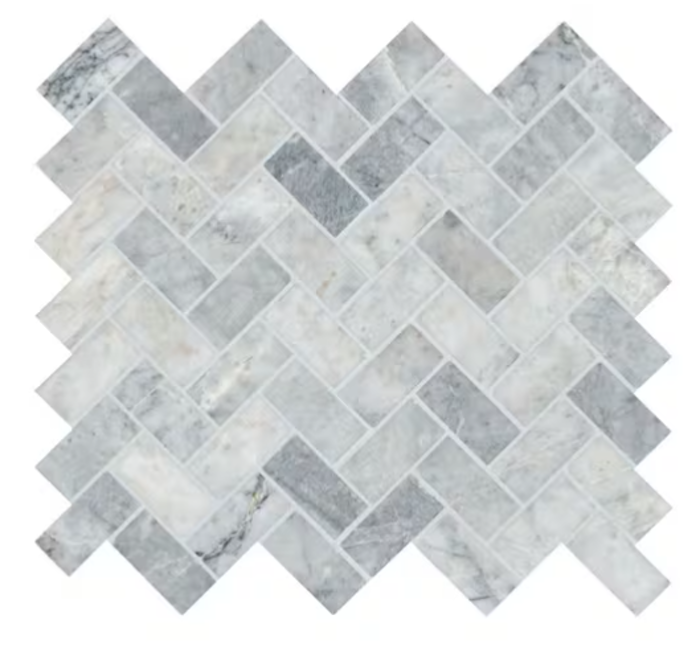 Herringbone 12 in. x 12 in. x 0.38 in. Honed Marble Mesh-Mounted Floor and Wall Mosaic Tile