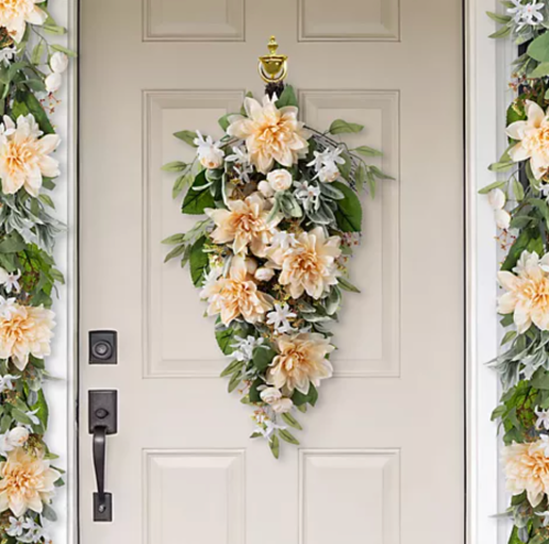 peach dahlia Garland and Sprigs