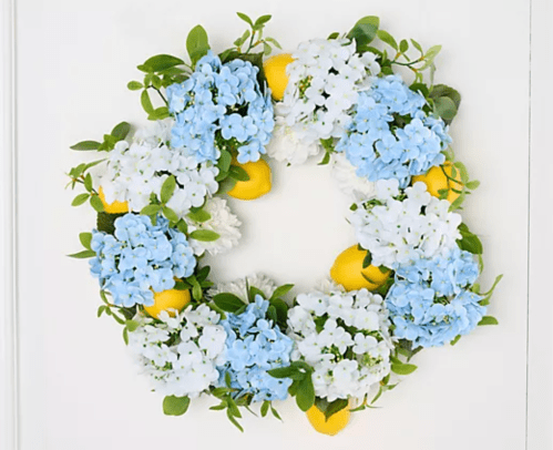 hydrangea and lemon wreath