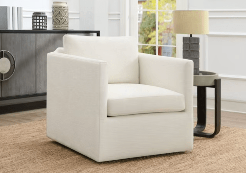 white swivel arm chair