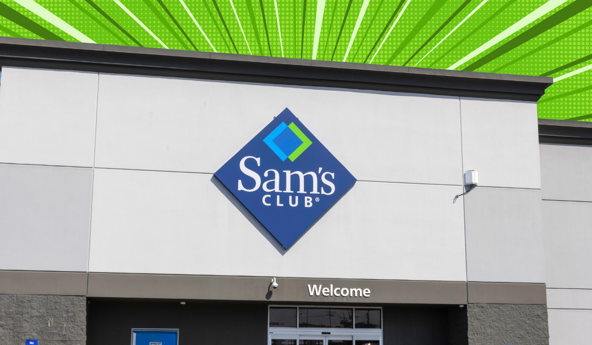 Sam's Club store with a green background