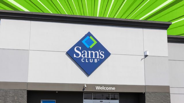 Sam's Club store with a green background