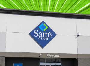 Sam's Club store with a green background