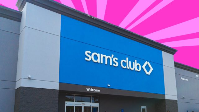 Sam's Club store with a pink background