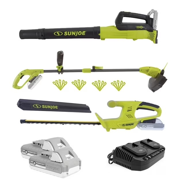 Sun Joe 24V Cordless 3-Tool Garden Combo Kit